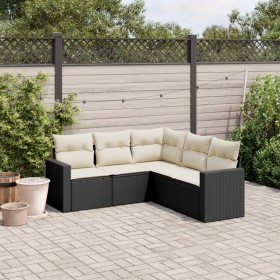 5-teiliges Gartenmöbel-Set und schwarze synthetische Rattankissen von , Modulare Sofas für den Außenbereich - Ref: Foro24-325...