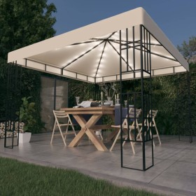 Gazebo with LED strip lights 3x3 m cream by , Tents and gazebos - Ref: Foro24-3070320, Price: 282,90 €, Discount: %