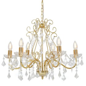 Round golden crystal bead chandelier with 6 x E14 bulbs by vidaXL, Lamps - Ref: Foro24-281603, Price: 96,56 €, Discount: %