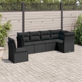 6-teiliges Gartensofa-Set und schwarze synthetische Rattankissen von , Gartensets - Ref: Foro24-3217695, Preis: 383,47 €, Rab...