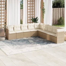 9-teiliges Gartensofa-Set mit beigen synthetischen Rattankissen von , Gartensets - Ref: Foro24-3217778, Preis: 706,57 €, Raba...