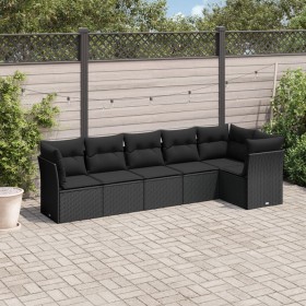 6-teiliges Gartensofa-Set und schwarze synthetische Rattankissen von , Gartensets - Ref: Foro24-3217655, Preis: 384,21 €, Rab...