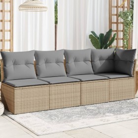 4-Sitzer-Gartensofa mit beigen synthetischen Rattankissen von , Outdoor-Sofas - Ref: Foro24-366088, Preis: 255,78 €, Rabatt: %