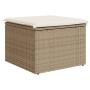 Taburete de jardín con cojín ratán sintético beige 55x55x37cm de , Otomanas de exterior - Ref: Foro24-366057, Precio: 78,07 €...