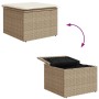 Garden stool with beige synthetic rattan cushion 55x55x37cm by , Outdoor ottomans - Ref: Foro24-366057, Price: 78,07 €, Disco...