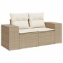 2-seater garden sofa with cushions, beige synthetic rattan by , Outdoor sofas - Ref: Foro24-366081, Price: 236,93 €, Discount: %