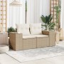 2-seater garden sofa with cushions, beige synthetic rattan by , Outdoor sofas - Ref: Foro24-366081, Price: 236,93 €, Discount: %