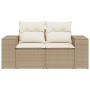 2-seater garden sofa with cushions, beige synthetic rattan by , Outdoor sofas - Ref: Foro24-366081, Price: 236,93 €, Discount: %