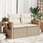 2-seater garden sofa with cushions, beige synthetic rattan by , Outdoor sofas - Ref: Foro24-366083, Price: 205,63 €, Discount: %