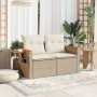 2-seater garden sofa with cushions, beige synthetic rattan by , Outdoor sofas - Ref: Foro24-366083, Price: 205,63 €, Discount: %