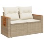 2-seater garden sofa with cushions, beige synthetic rattan by , Outdoor sofas - Ref: Foro24-366083, Price: 205,63 €, Discount: %