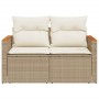 2-seater garden sofa with cushions, beige synthetic rattan by , Outdoor sofas - Ref: Foro24-366083, Price: 205,63 €, Discount: %