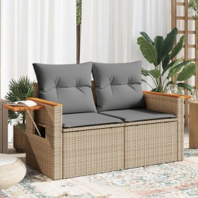 2-seater garden sofa with cushions, beige synthetic rattan by , Outdoor sofas - Ref: Foro24-366110, Price: 199,99 €, Discount: %