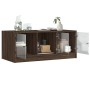 Mesa de centro con puertas de vidrio marrón roble 102x50x42 cm de , Mesas de centro - Ref: Foro24-836419, Precio: 88,10 €, De...