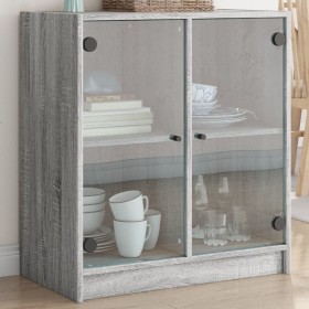 Armario auxiliar puertas de vidrio gris Sonoma 68x37x75,5 cm de , Aparadores - Ref: Foro24-836425, Precio: 85,99 €, Descuento: %