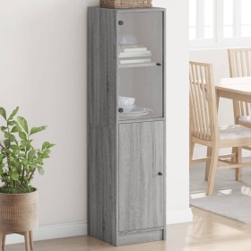 Aparador con puerta de vidrio gris Sonoma 35x37x142 cm de , Aparadores - Ref: Foro24-836446, Precio: 98,99 €, Descuento: %