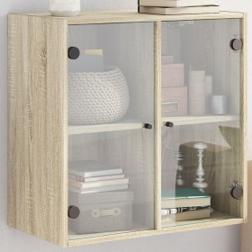 Sonoma oak glass door wall cabinet 68x37x68.5 cm by , Lockers and storage cabinets - Ref: Foro24-836492, Price: 83,99 €, Disc...