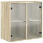 Mueble de pared puertas de vidrio roble Sonoma 68x37x68,5 cm de , Taquillas y armarios de almacenamiento - Ref: Foro24-836492...