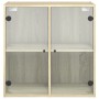 Mueble de pared puertas de vidrio roble Sonoma 68x37x68,5 cm de , Taquillas y armarios de almacenamiento - Ref: Foro24-836492...