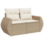 2-seater garden sofa with cushions, beige synthetic rattan by , Outdoor sofas - Ref: Foro24-366062, Price: 276,92 €, Discount: %