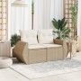 2-seater garden sofa with cushions, beige synthetic rattan by , Outdoor sofas - Ref: Foro24-366062, Price: 276,92 €, Discount: %