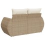 2-seater garden sofa with cushions, beige synthetic rattan by , Outdoor sofas - Ref: Foro24-366062, Price: 276,92 €, Discount: %