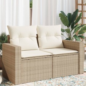 2-seater garden sofa with cushions, beige synthetic rattan by , Outdoor sofas - Ref: Foro24-366060, Price: 188,99 €, Discount: %