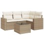 Gartensofa-Set mit Kissen, 5-teilig, beiges synthetisches Rattan von , Gartensets - Ref: Foro24-3218908, Preis: 447,92 €, Rab...