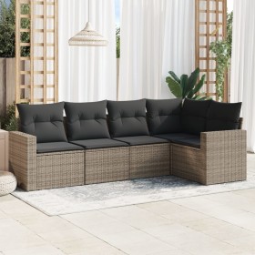 Garden sofa set with 5-piece synthetic rattan gray cushions by , Garden sets - Ref: Foro24-3218920, Price: 341,45 €, Discount: %