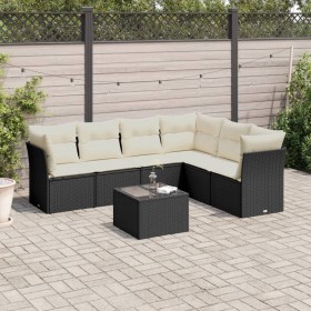 7-teiliges Garten-Esszimmerset und Kissen synthetisches Rattan schwarz von , Gartensets - Ref: Foro24-3217686, Preis: 463,70 ...