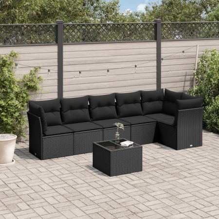 7-piece garden dining set with black synthetic rattan cushions by , Garden sets - Ref: Foro24-3217665, Price: 422,99 €, Disco...