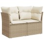 Garden sofa with 2-seater synthetic beige rattan cushions by , Outdoor sofas - Ref: Foro24-366052, Price: 180,37 €, Discount: %