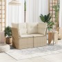 Garden sofa with 2-seater synthetic beige rattan cushions by , Outdoor sofas - Ref: Foro24-366052, Price: 180,37 €, Discount: %