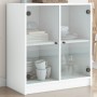 Armario auxiliar con puertas de vidrio blanco 68x37x75,5 cm de , Aparadores - Ref: Foro24-836420, Precio: 79,24 €, Descuento: %