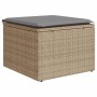 Taburete de jardín con cojín ratán sintético beige 55x55x37cm de , Otomanas de exterior - Ref: Foro24-366090, Precio: 60,69 €...