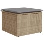 Taburete de jardín con cojín ratán sintético beige 55x55x37cm de , Otomanas de exterior - Ref: Foro24-366092, Precio: 65,75 €...