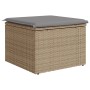 Taburete de jardín con cojín ratán sintético beige 55x55x37cm de , Otomanas de exterior - Ref: Foro24-366092, Precio: 65,75 €...