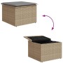 Garden stool with beige synthetic rattan cushion 55x55x37cm by , Outdoor ottomans - Ref: Foro24-366092, Price: 65,75 €, Disco...