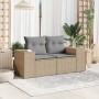 Garden sofa with 2-seater synthetic beige rattan cushions by , Outdoor sofas - Ref: Foro24-366108, Price: 267,98 €, Discount: %