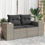 Gartensofa mit 2-Sitzer-Kissen synthetisches Rattangrau von , Outdoor-Sofas - Ref: Foro24-366143, Preis: 206,39 €, Rabatt: %