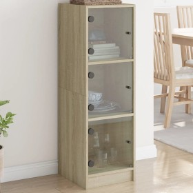 Sideboard with Sonoma oak glass doors 35x37x109 cm by , Sideboards - Ref: Foro24-836387, Price: 75,99 €, Discount: %