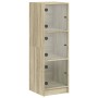 Aparador con puertas de vidrio roble Sonoma 35x37x109 cm de , Aparadores - Ref: Foro24-836387, Precio: 82,80 €, Descuento: %