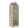 Aparador con puertas de vidrio roble Sonoma 35x37x109 cm de , Aparadores - Ref: Foro24-836387, Precio: 82,80 €, Descuento: %