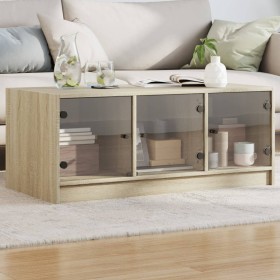 Center table with Sonoma oak glass doors 102x50x42 cm by , Coffee table - Ref: Foro24-836415, Price: 86,99 €, Discount: %