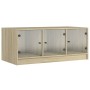 Mesa de centro con puertas de vidrio roble Sonoma 102x50x42 cm de , Mesas de centro - Ref: Foro24-836415, Precio: 86,99 €, De...