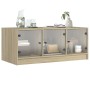 Mesa de centro con puertas de vidrio roble Sonoma 102x50x42 cm de , Mesas de centro - Ref: Foro24-836415, Precio: 86,99 €, De...