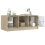 Mesa de centro con puertas de vidrio roble Sonoma 102x50x42 cm de , Mesas de centro - Ref: Foro24-836415, Precio: 86,99 €, De...