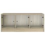 Mesa de centro con puertas de vidrio roble Sonoma 102x50x42 cm de , Mesas de centro - Ref: Foro24-836415, Precio: 86,99 €, De...