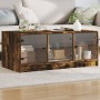 Smoked oak coffee table with glass doors 102x50x42 cm by , Coffee table - Ref: Foro24-836417, Price: 86,99 €, Discount: %