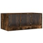 Smoked oak coffee table with glass doors 102x50x42 cm by , Coffee table - Ref: Foro24-836417, Price: 86,99 €, Discount: %